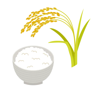 稲穂と新米のご飯のイラスト