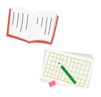 縦書きの本や原稿用紙の国語のイラスト