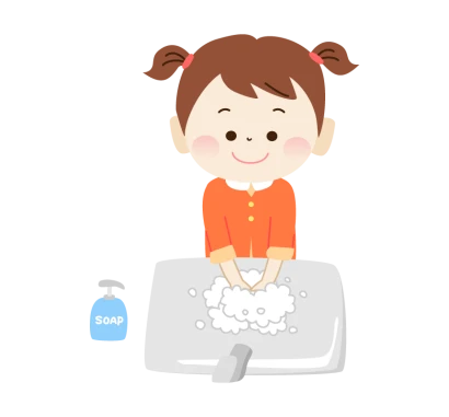 手洗いをしている女の子のイラスト