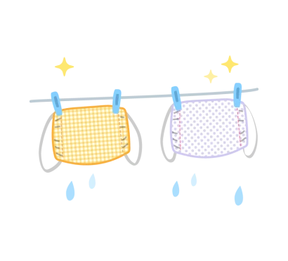 洗濯をした布マスクのイラスト