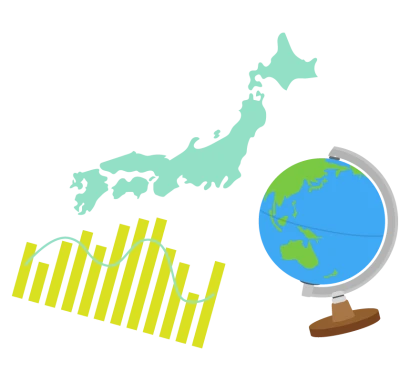 地球儀やグラフの社会科のイラスト