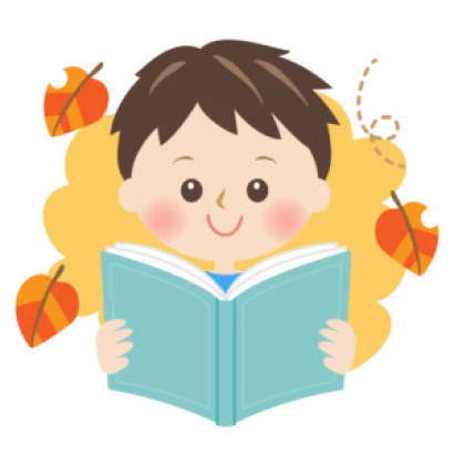 読書の秋・本を読んでいる男の子のイラスト