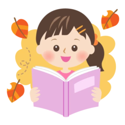読書の秋・本を読んでいる女の子のイラスト