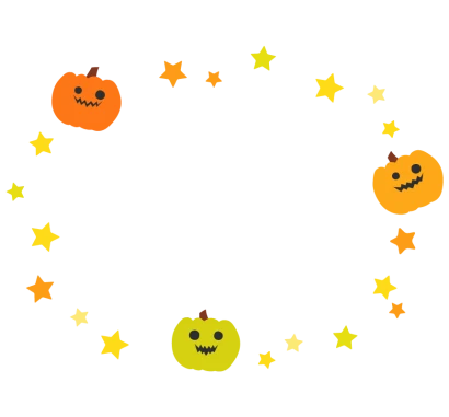 ハロウィン・かぼちゃと星の囲みフレーム・枠イラスト