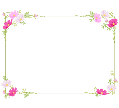 コスモス（秋桜）の四角飾りフレーム・枠イラスト