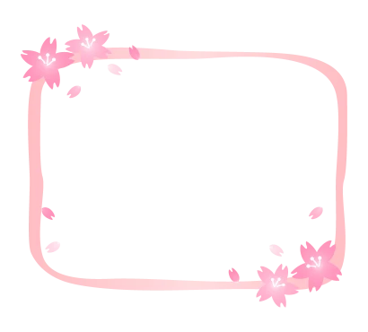 桜の花びらの手書き風ピンク色のフレーム・枠イラスト