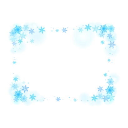 雪の結晶のふわふわ青色のフレーム・枠イラスト