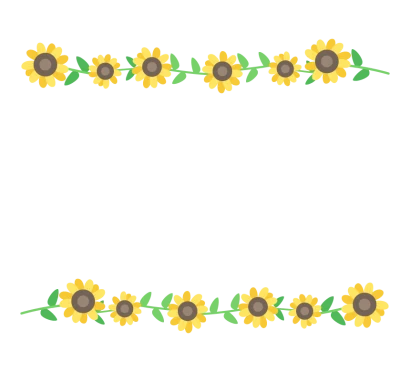 ひまわりの花の上下フレーム・枠イラスト