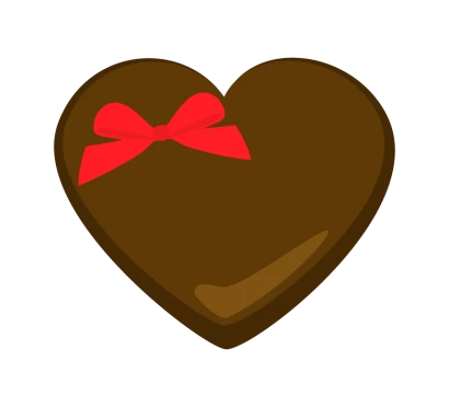 赤いリボンをつけたハートのチョコレートのイラスト