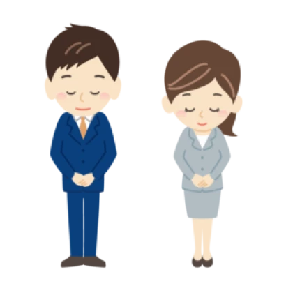 お辞儀をする会社員・店員・スタッフの男女のイラスト02