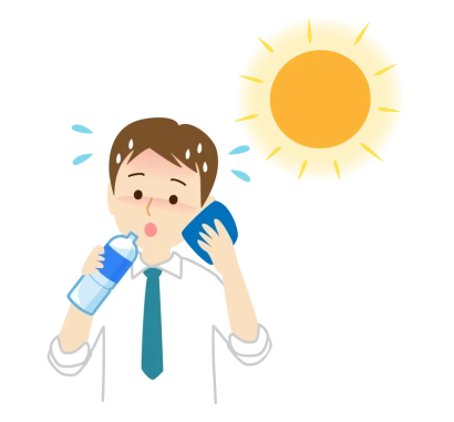 熱中症対策で水分補給をするサラリーマンのイラスト