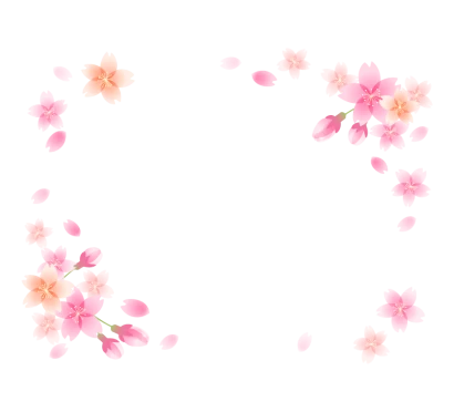 ふんわりとした桜の花と蕾のフレーム・枠イラスト