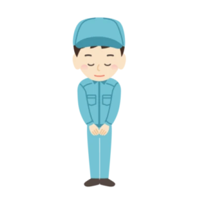 お辞儀をする男性作業員のイラスト