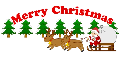 ソリひくサンタのクリスマスのイラスト