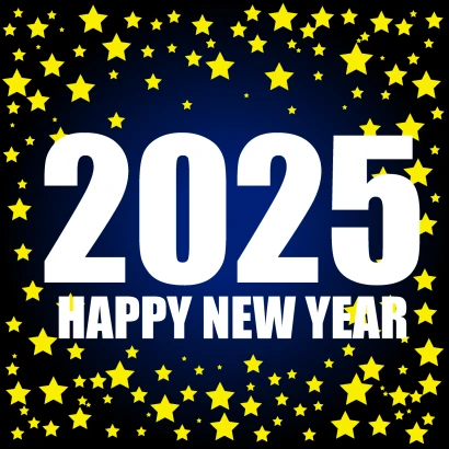 星のHAPPY NEW YEAR 2025カードのイラスト