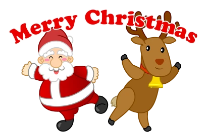 サンタとトナカイのメリークリスマスのイラスト