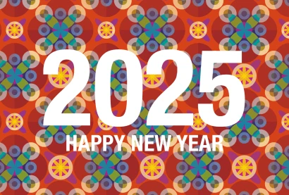 和柄のHAPPY NEW YEAR 2025のイラスト