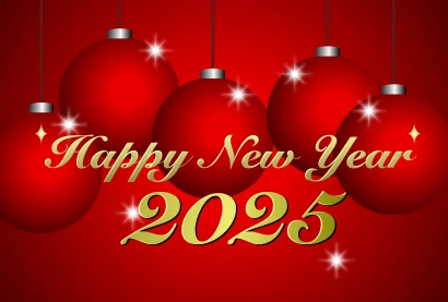 オーナメントのHAPPY NEW YEAR 2025のイラスト