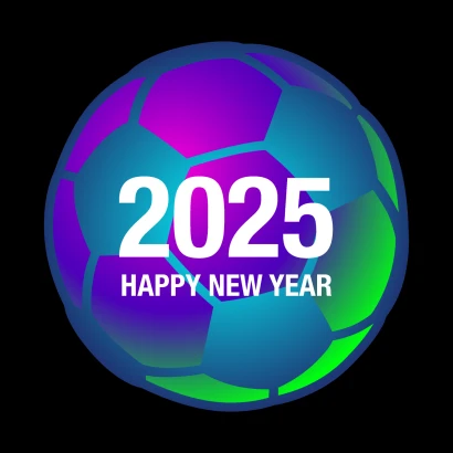 サッカーのHAPPY NEW YEAR 2025カードのイラスト