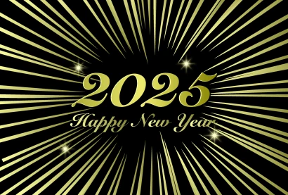 Happy New Year 2024 ゴールドスパークのイラスト