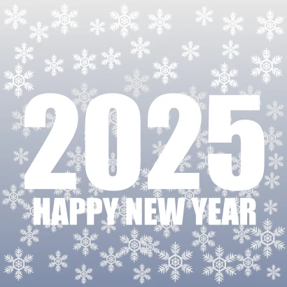 雪のHAPPY NEW YEAR 2025カードのイラスト