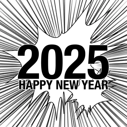 2024 Happy New Year びっくりのイラスト