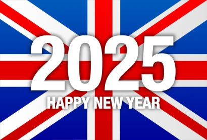 イギリス国旗のHAPPY NEW YEAR 2025のイラスト