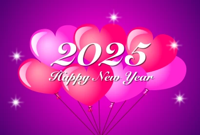 ハート風船のHAPPY NEW YEAR 2025のイラスト