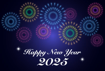 たくさんの花火のHAPPY NEW YEAR 2025のイラスト