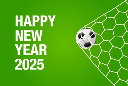 サッカーゴールのHAPPY NEW YEAR 2025のイラスト