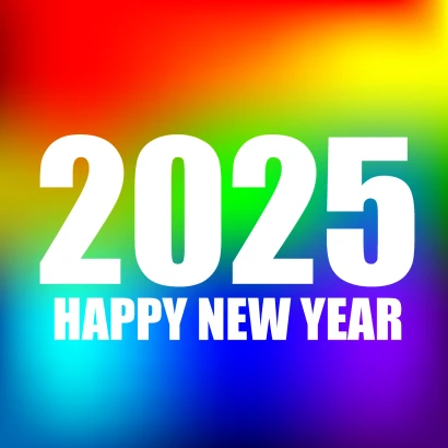 レインボーHAPPY NEW YEAR 2025カードのイラスト