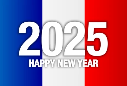 フランス国旗のHAPPY NEW YEAR 2025のイラスト