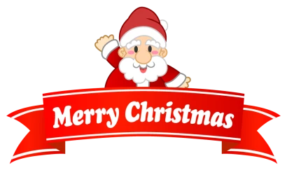 サンタクロースのメリークリスマスリボンのイラスト