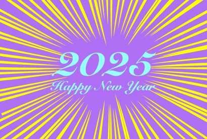 Happy New Year 2024 パープルイエロースパークのイラスト