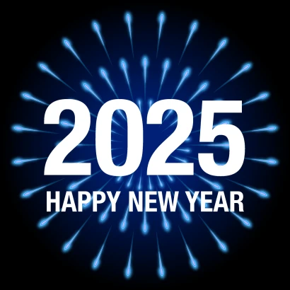 花火のHAPPY NEW YEAR 2025カードのイラスト