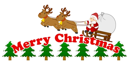 空飛ぶサンタのクリスマスのイラスト