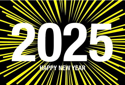 Happy New Year 2025（黄スパーク）のイラスト