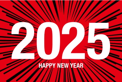 Happy New Year 2025（赤スパーク）のイラスト