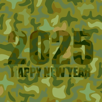 迷彩のHAPPY NEW YEAR 2025カードのイラスト
