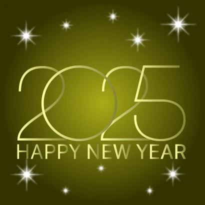 ゴールドのHAPPY NEW YEAR 2025カードのイラスト