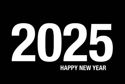 Happy New Year 2025（白黒）のイラスト