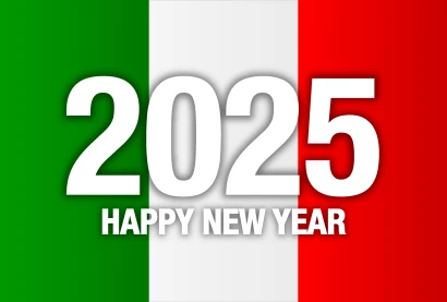 イタリア国旗のHAPPY NEW YEAR 2025のイラスト