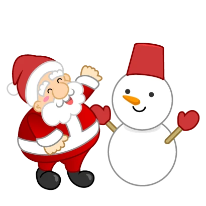 雪だるまとサンタキャラのイラスト