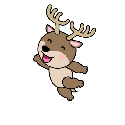 ジャンプするトナカイキャラのイラスト