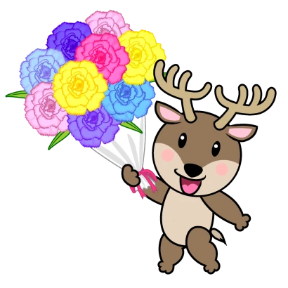お祝いするトナカイキャラのイラスト