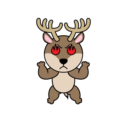 やる気のトナカイキャラのイラスト