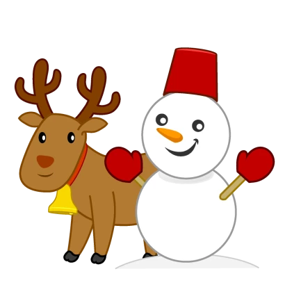 トナカイと雪だるまのイラスト
