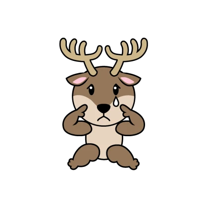 悲しいトナカイキャラのイラスト