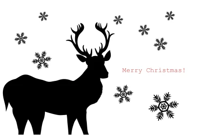 トナカイシルエットのクリスマスカードのイラスト