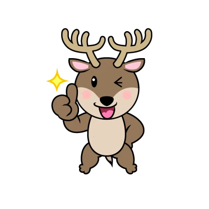 いいねするトナカイキャラのイラスト